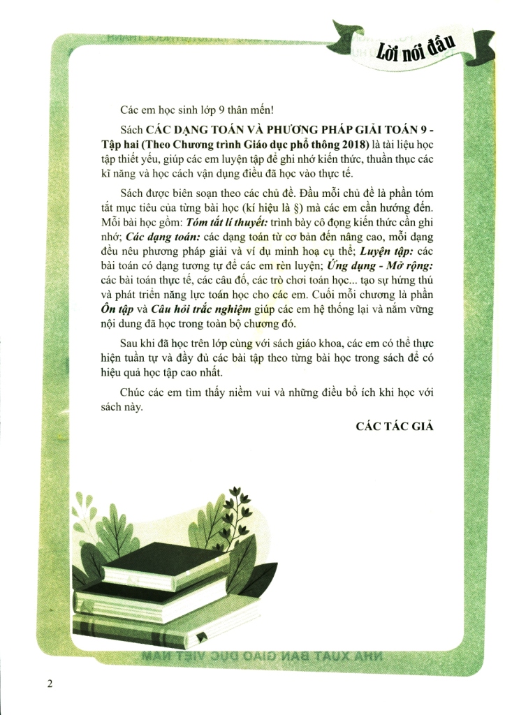 CÁC DẠNG TOÁN VÀ PHƯƠNG PHÁP GIẢI TOÁN LỚP 9 - TẬP 2 (Theo chương trình GDPT 2018)